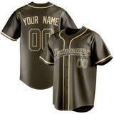 Custom Olive & Cream Color Fan Baseball Jersey