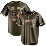 Custom Olive & Cream Vintage USA Flag Fan Baseball Jersey