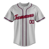 Custom Gray & Maroon Colors Design Sports Baseball Jersey BB01AB020308