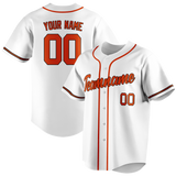 Custom White & Orange Colors Design Sports Baseball Jersey