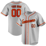 Custom Silver & Orange Colors Design Sports Baseball Jersey
