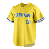 Custom Yellow & Light Blue Colors Design Sports Baseball Jersey BB01BRS021221