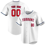 Custom White & Red Colors Design Sports Baseball Jersey