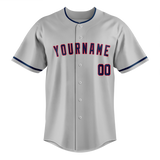 Custom Gray & Dark Purple Colors Design Sports Baseball Jersey BB01CG030322