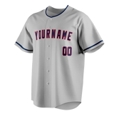 Custom Gray & Dark Purple Colors Design Sports Baseball Jersey BB01CG030322