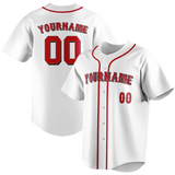 Custom White & Red Colors Design Sports Baseball Jersey