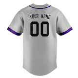 Custom Gray & Purple Colors Design Sports Baseball Jersey BB01CR030323