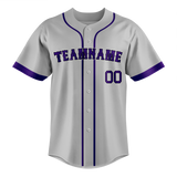 Custom Gray & Purple Colors Design Sports Baseball Jersey BB01CR030323