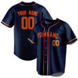 Custom Navy Blue & Orange Colors Design Sports Baseball Jersey