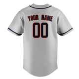 Custom Silver & Navy Blue Colors Design Sports Baseball Jersey BB01HA030418