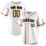 Custom White & Orange Colors Design Sports Baseball Jersey