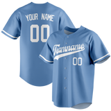 Custom Light Blue & White Colors Design Sports Baseball Jersey