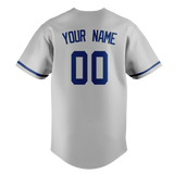 Custom Silver & Royal Blue Colors Design Sports Baseball Jersey BB01KCR040419