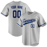 Custom Silver & Royal Blue Colors Design Sports Baseball Jersey