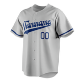 Custom Silver & Royal Blue Colors Design Sports Baseball Jersey BB01KCR040419