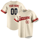 Custom Cream & Maroon Colors Design Sports Baseball Jersey