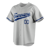 Custom Silver & Royal Blue Colors Design Sports Baseball Jersey BB01LAD030419