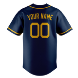 Custom Navy Blue & Yellow Colors Design Sports Baseball Jersey BB01MB011812