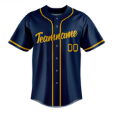 Custom Navy Blue & Yellow Colors Design Sports Baseball Jersey BB01MB011812