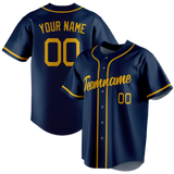 Custom Navy Blue & Yellow Colors Design Sports Baseball Jersey BB01MB011812