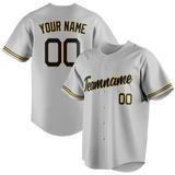 Custom Silver & Navy Blue Colors Design Sports Baseball Jersey