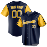 Custom Navy Blue & Yellow Colors Design Sports Baseball Jersey