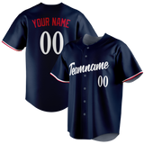 Custom Navy Blue & White Colors Design Sports Baseball Jersey