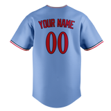 Custom Light Blue & Red Colors Design Sports Baseball Jersey BB01MT032109