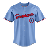 Custom Light Blue & Red Colors Design Sports Baseball Jersey BB01MT032109