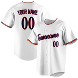 Custom White & Navy Blue Colors Design Sports Baseball Jersey