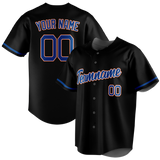 Custom Black & Royal Blue Colors Design Sports Baseball Jersey