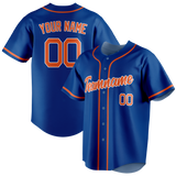 Custom Royal Blue & Orange Colors Design Sports Baseball Jersey