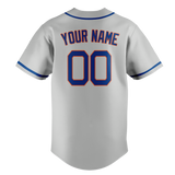 Custom Silver & Royal Blue Colors Design Sports Baseball Jersey BB01NYM040419