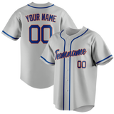 Custom Silver & Royal Blue Colors Design Sports Baseball Jersey BB01NYM040419