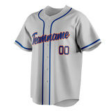 Custom Silver & Royal Blue Colors Design Sports Baseball Jersey BB01NYM040419