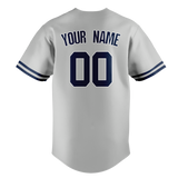 Custom Silver & Navy Blue Colors Design Sports Baseball Jersey BB01NYY020418