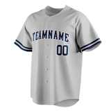 Custom Silver & Navy Blue Colors Design Sports Baseball Jersey BB01NYY020418