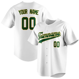 Custom White & Kelly Green Colors Design Sports Baseball Jersey