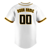 Custom White & Gold Colors Design Sports Baseball Jersey BB01PP010213