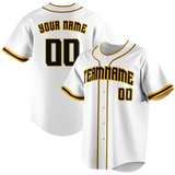 Custom White & Gold Colors Design Sports Baseball Jersey