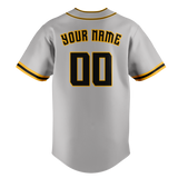 Custom Gray & Gold Colors Design Sports Baseball Jersey BB01PP020313