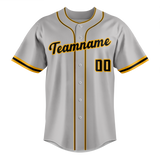 Custom Gray & Gold Colors Design Sports Baseball Jersey BB01PP020313