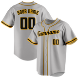 Custom Gray & Gold Colors Design Sports Baseball Jersey