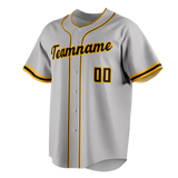 Custom Gray & Gold Colors Design Sports Baseball Jersey BB01PP020313