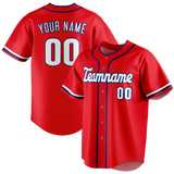 Custom Red & White Colors Design Sports Baseball Jersey