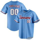 Custom Light Blue & Maroon Colors Design Sports Baseball Jersey