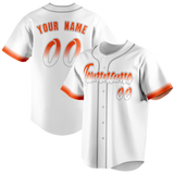 Custom White & Orange Colors Design Sports Baseball Jersey