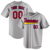 Custom Gray & Red Colors Design Sports Baseball Jersey