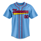 Custom Light Blue & Red Colors Design Sports Baseball Jersey BB01SLC042109