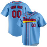 Custom Light Blue & Red Colors Design Sports Baseball Jersey BB01SLC042109